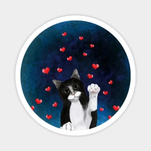 Loving Tuxedo Cat Magnet